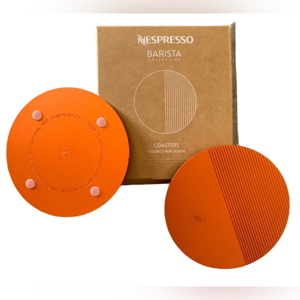 2 Nespresso Barista Limited Edition Aluminum Coasters